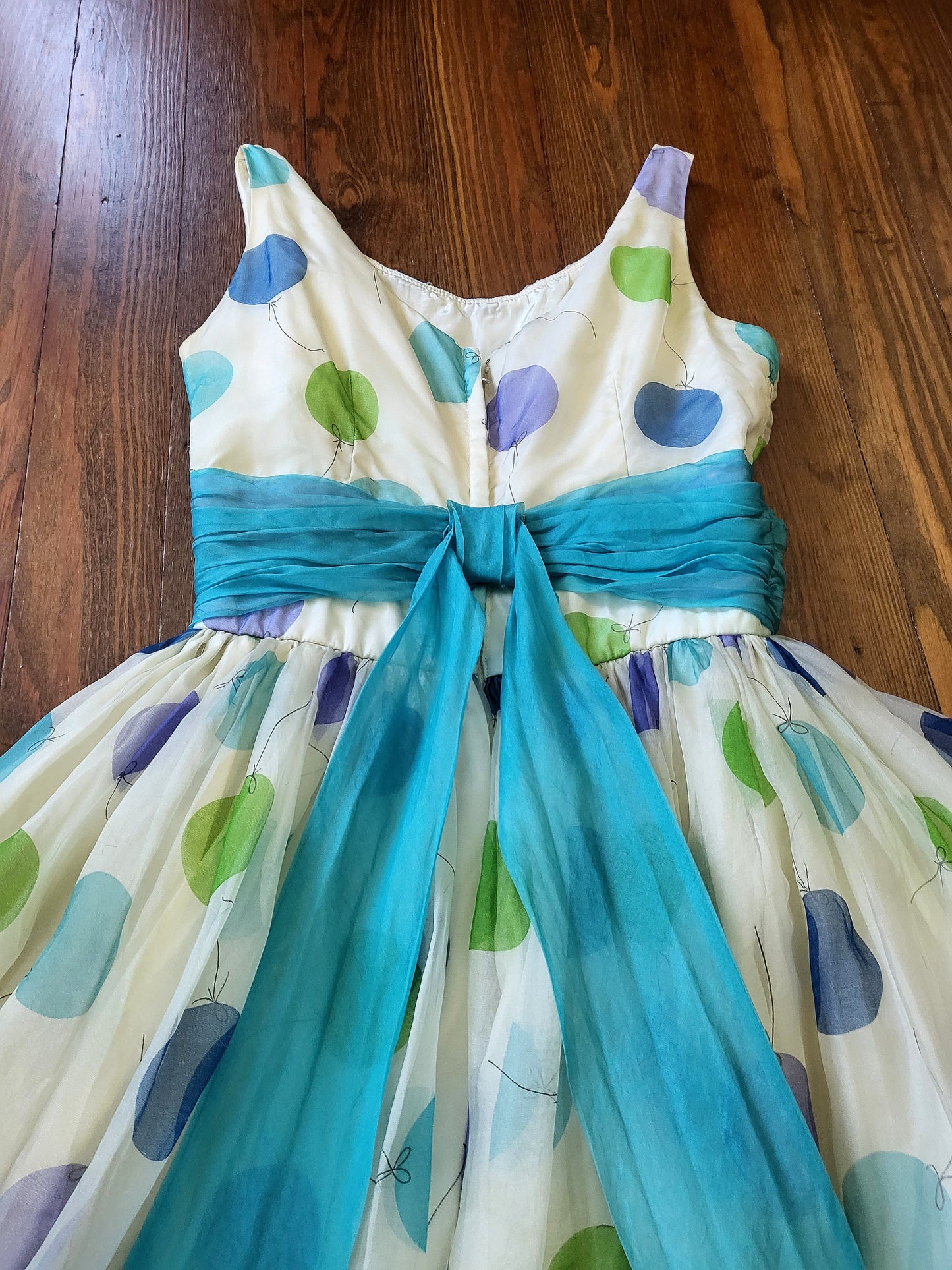 SOLD - Vintage 1950's Jr. Theme of New York Balloon Print Dress