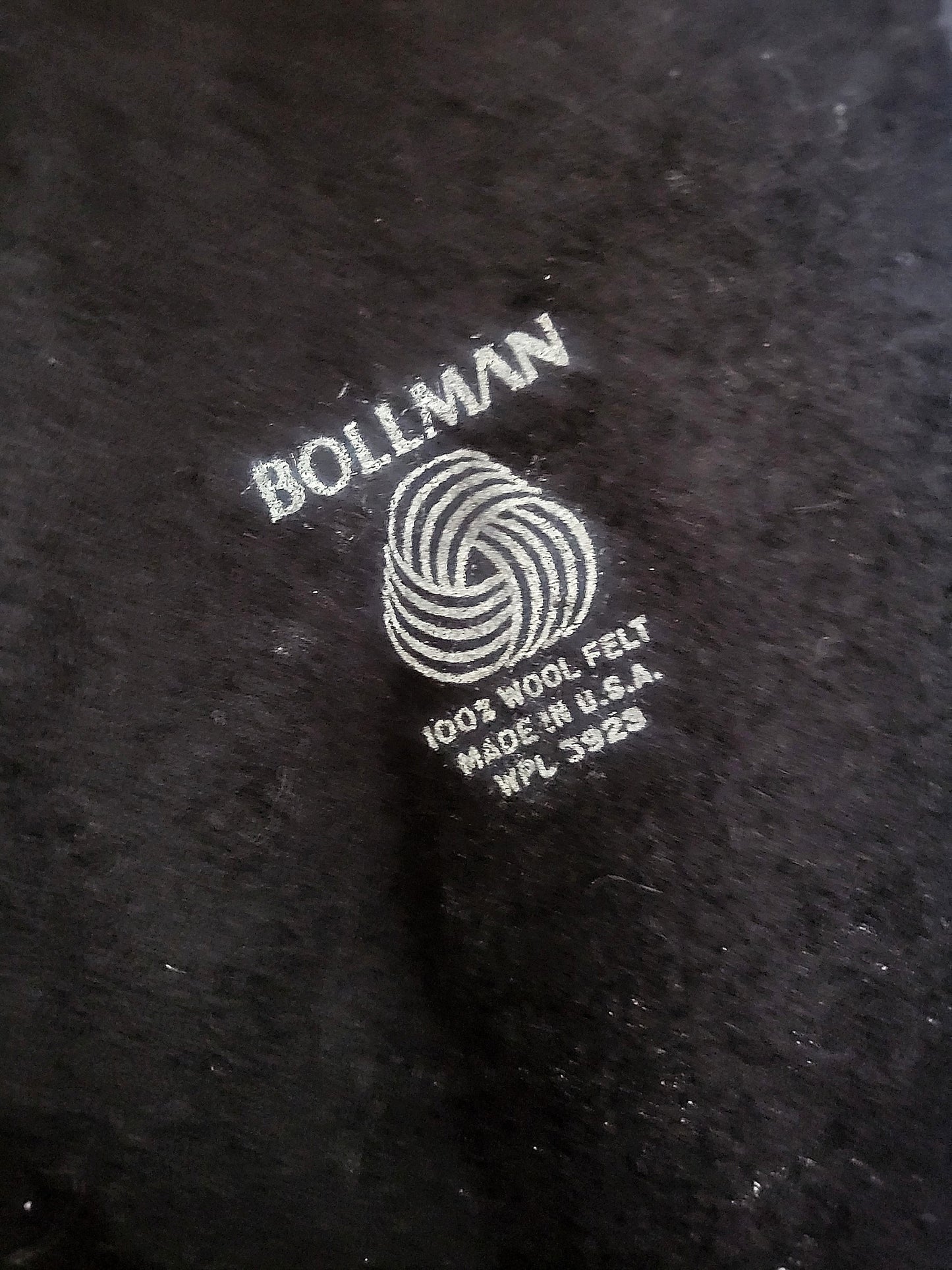 SOLD - Vintage 1950's "Bollman" Black Felted Wool Topper