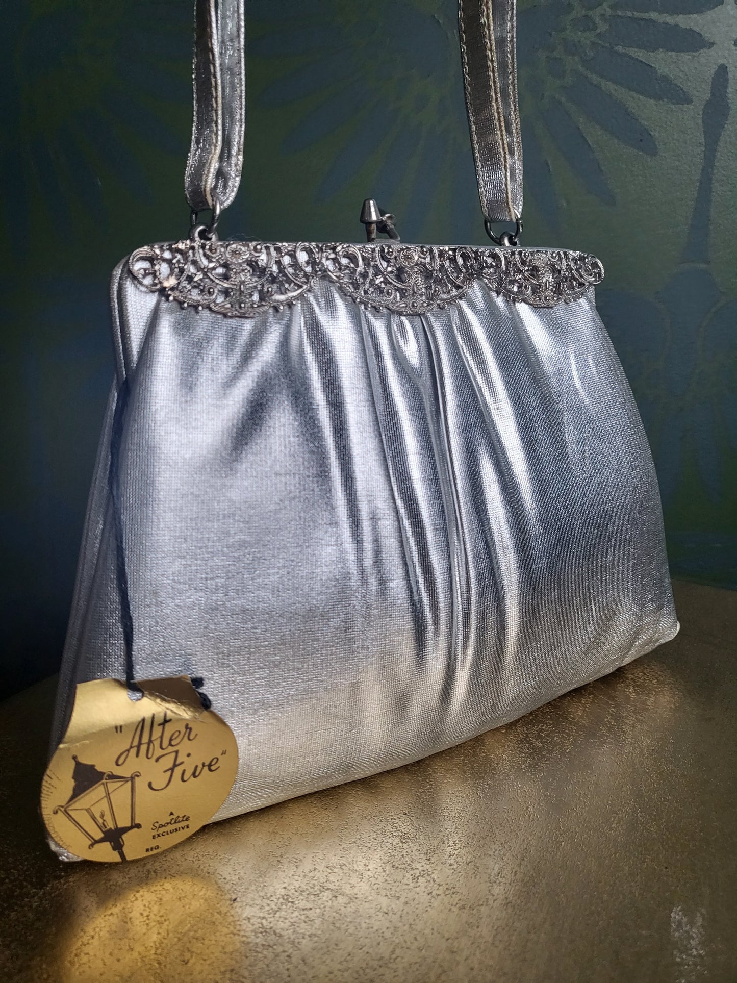 SOLD - Vintage 1950's "After Five" Cocktail Evening Bag by Lowry & Mund -Silver
