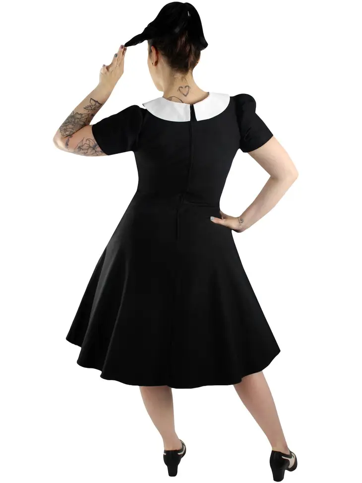 Wednesday Addams Circle Dress with Pointy Collar