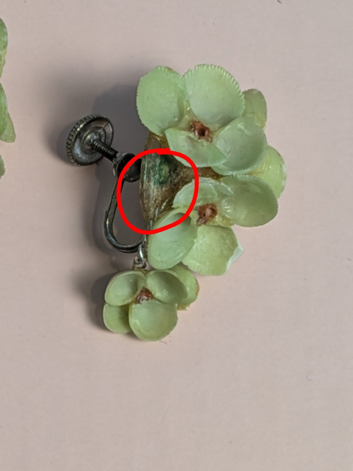Vintage Mid-Century Green Celluloid Floral Earrings