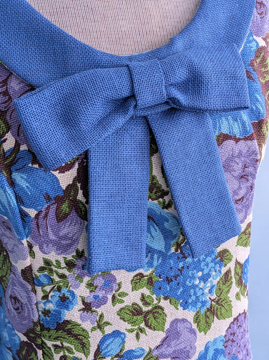 Vintage Mid-Century "Wilyum Sez" Blue & Purple Floral Sack Dress