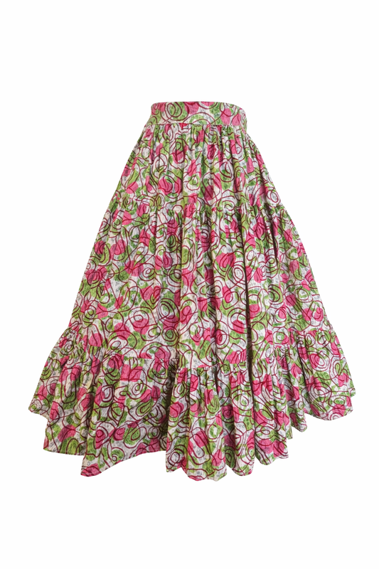 Vintage 1940s-1950s Abstract Print Ruffle Skirt