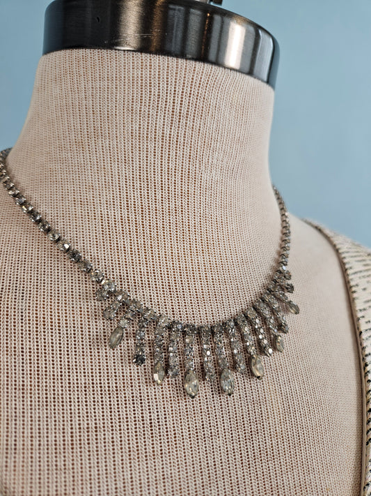 Vintage 1950s Rhinestone Cascade Necklace