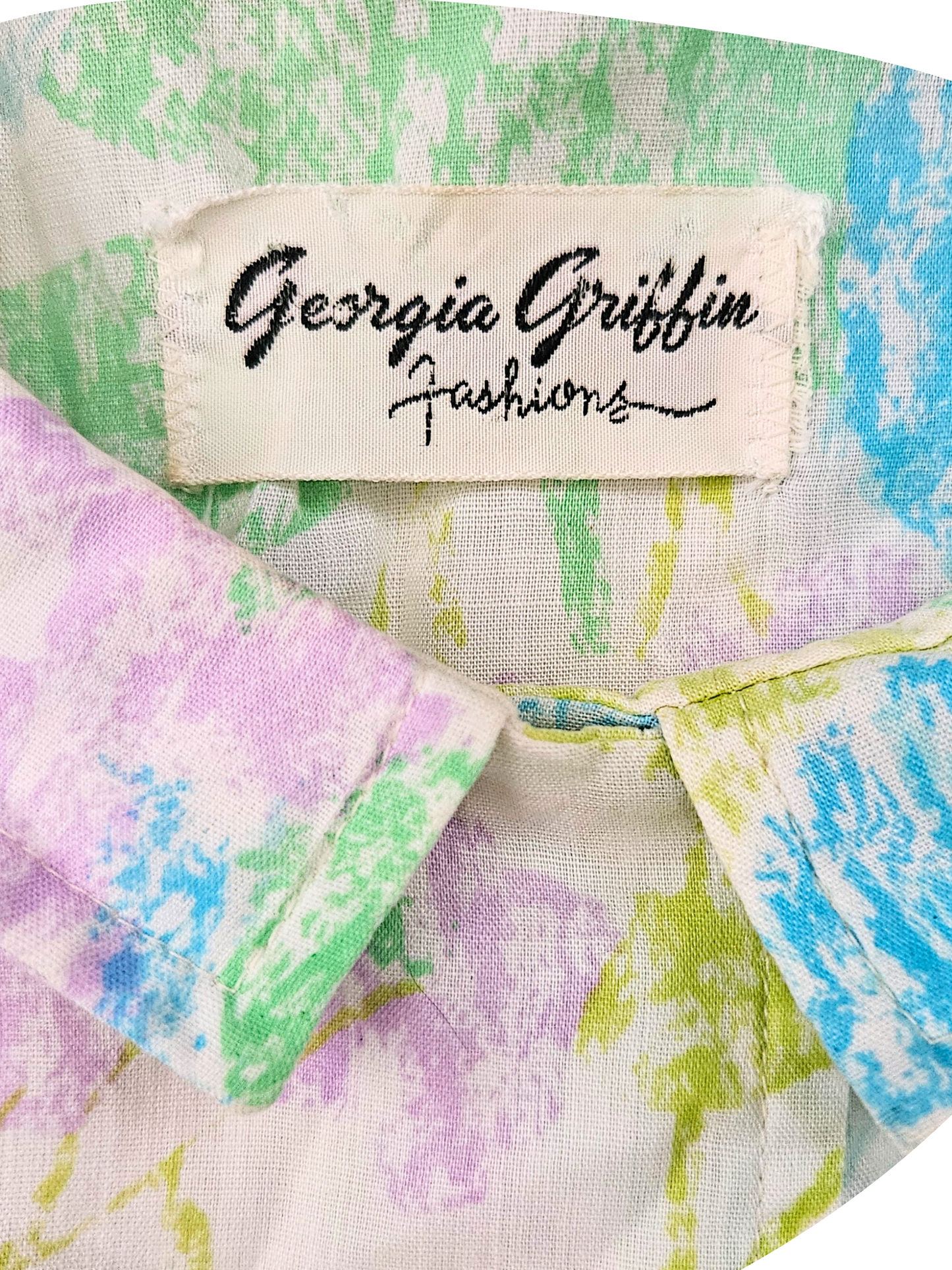 Vintage 1950s Georgia Griffin Fashion Pastel Floral Shirtwaist Dress