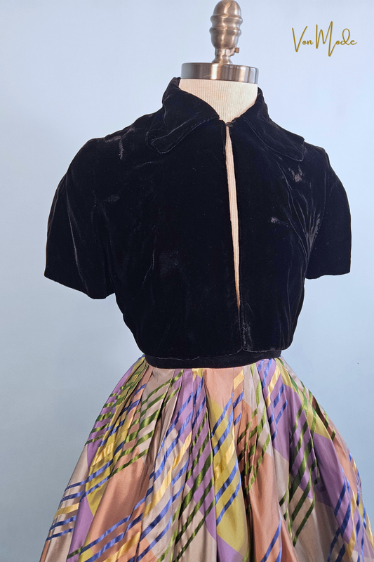 Vintage 1950's Jo Collins Full Skirt and Velvet Bolero Set