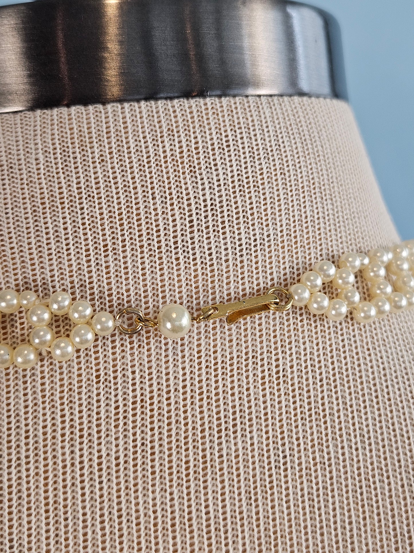 Vintage 1950s Faux Pearl Lattice Choker