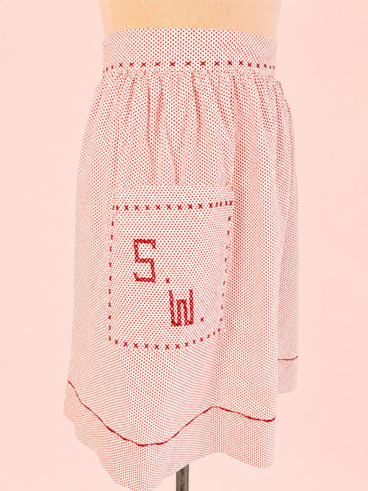 Vintage Mid-Century Red Ditzy Dot Apron