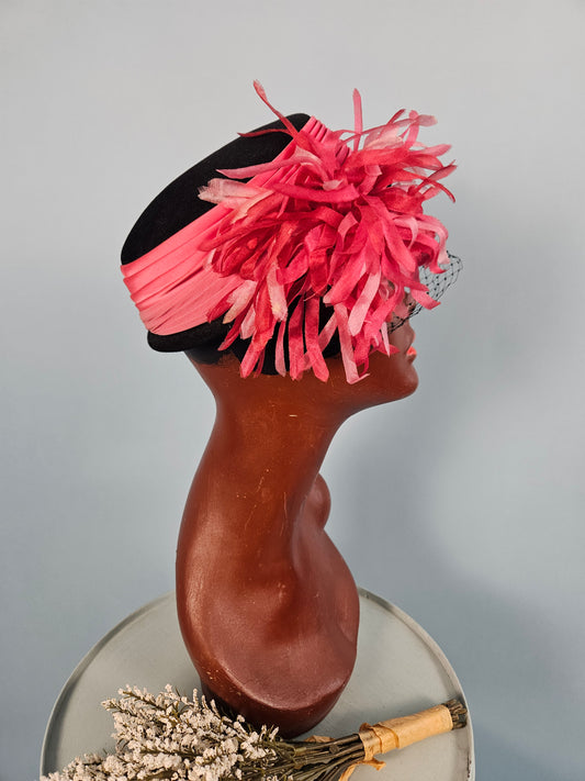 Vintage 1960s Marché Exclusive Wool & Ribbon Cap