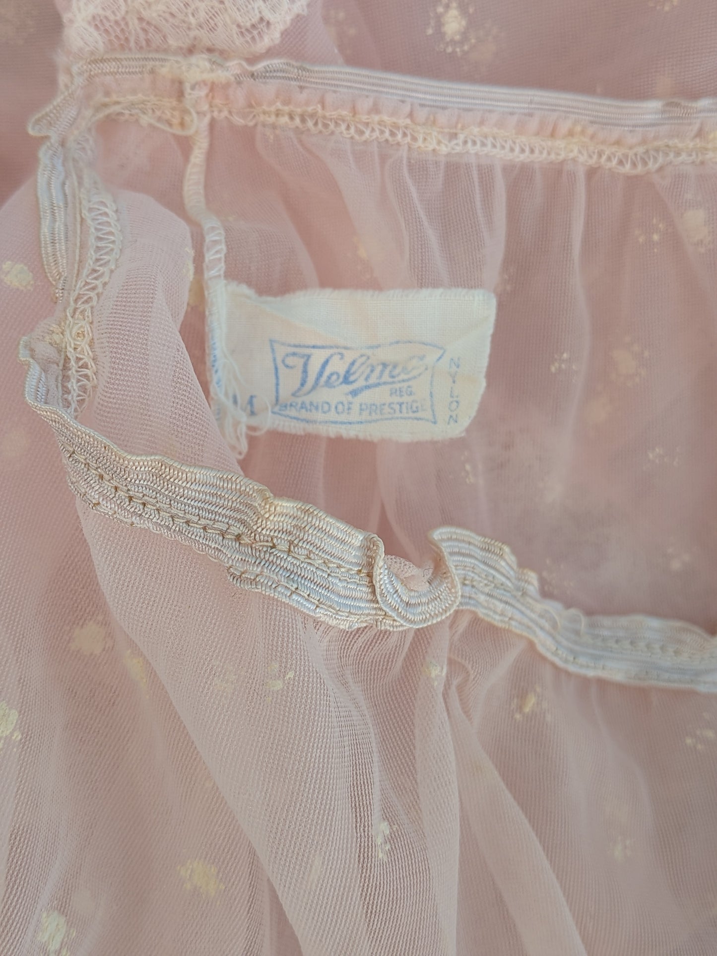 Vintage 1950s Velma Printed Swiss Dot Pink Crinoline