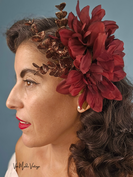 Burgundy Hair Flower - AC