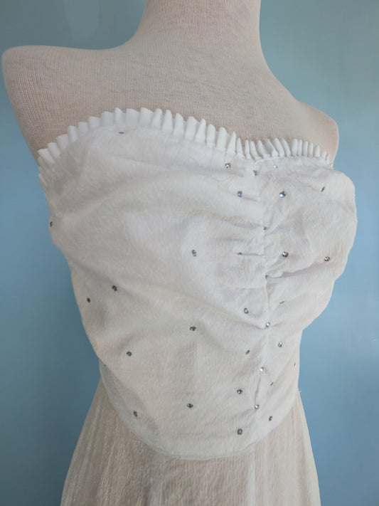 Vintage 1940s White Cotton Maxi Dress