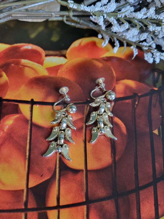 SOLD - Vintage 1950's -1960's Golden Petal Dangle Earrings