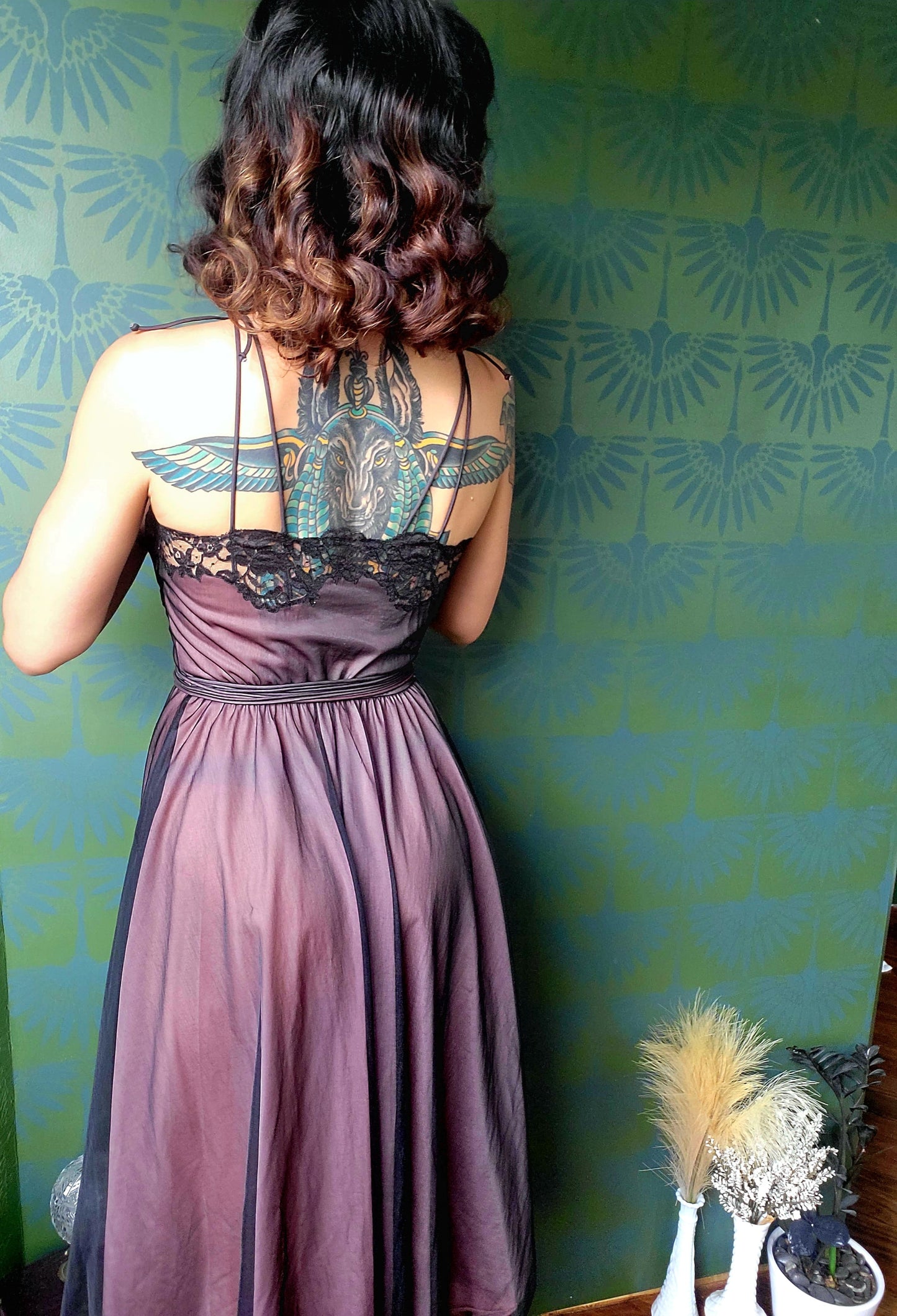 SOLD - Vintage 1950's Vanity Fair Negligee - Black/Pink