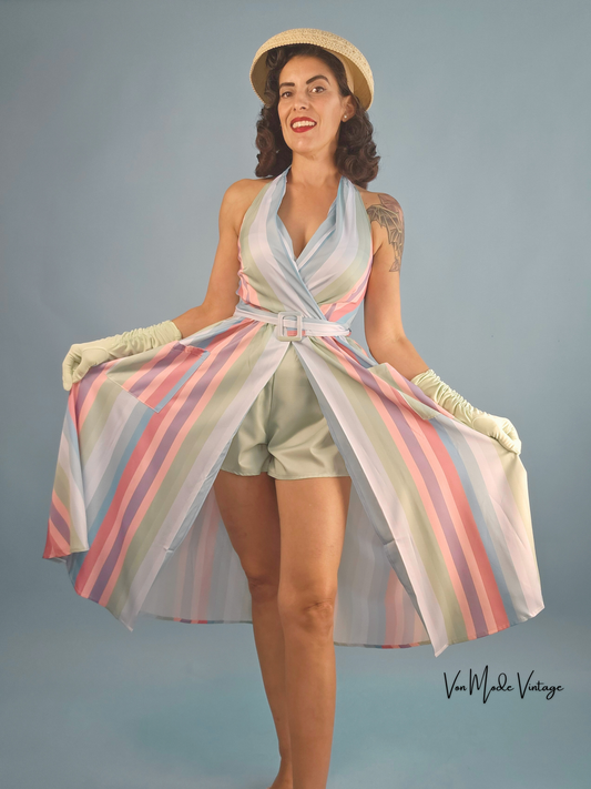 1950s Style Pastel Striped Dress