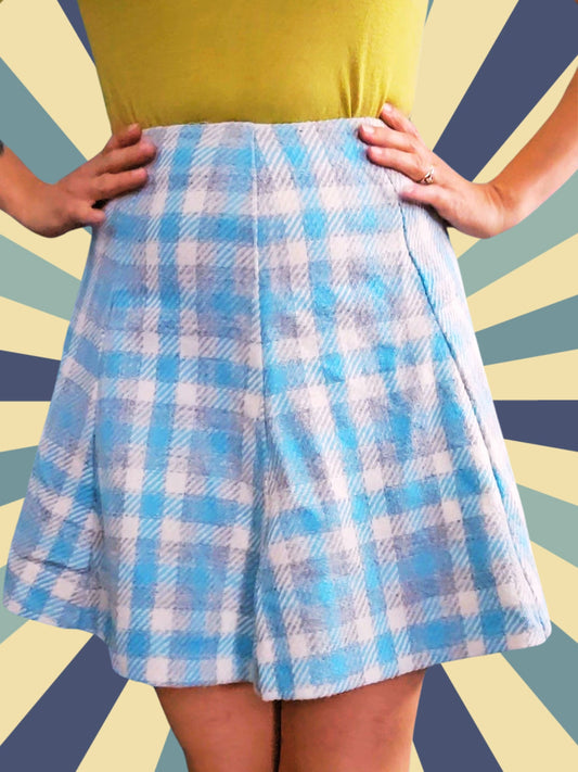 Style 4018 - 1960's Blue Check Mini Skirt