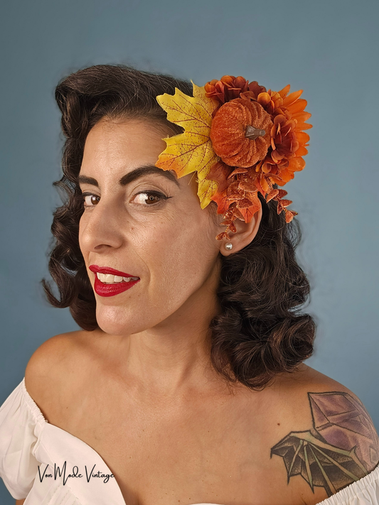 Orange Pumpkin Hair Flower - BA