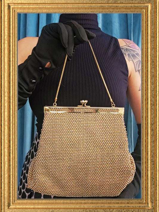 SOLD - "Lumured" Golden Petite Bead Handbag