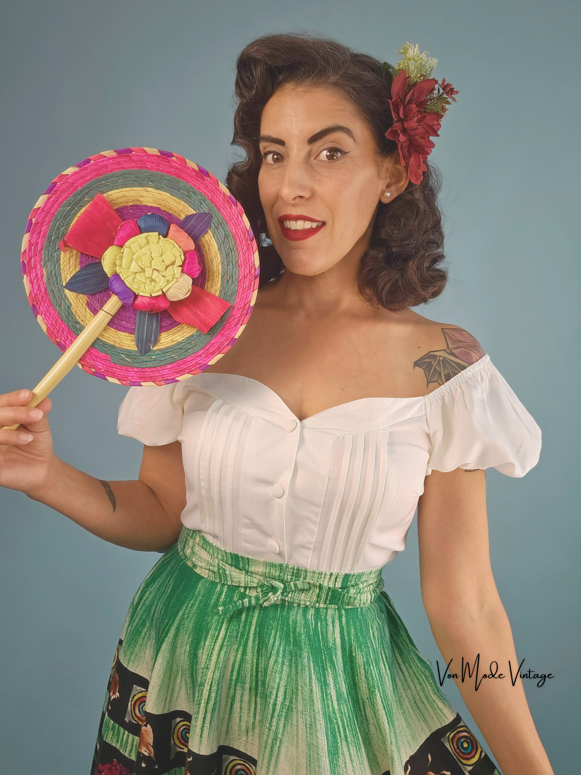 1950s Style Crop Blouse L - Main Image