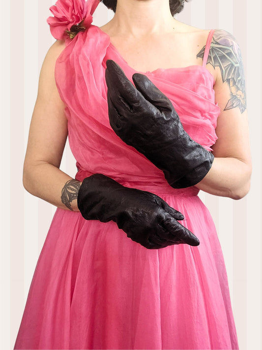 Vintage Black Leather Gloves