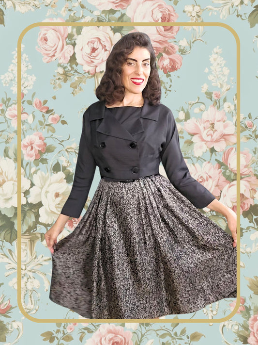 SOLD - Vintage Color Block Dress & Bolero Set