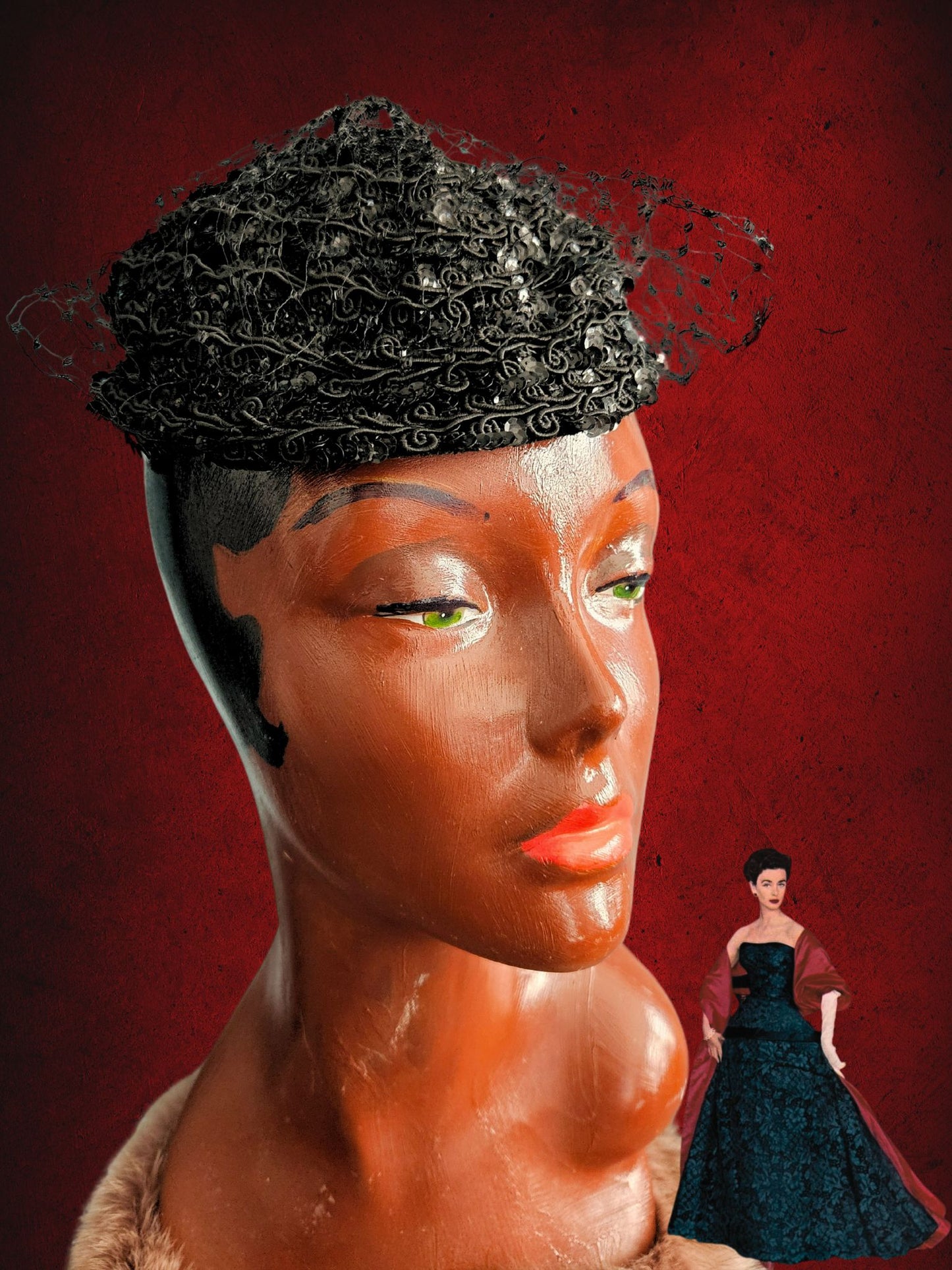 Vintage Black Sequenced Cap