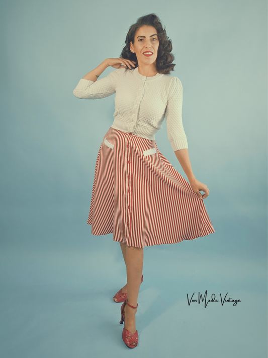 1940s Style Striped Skirt