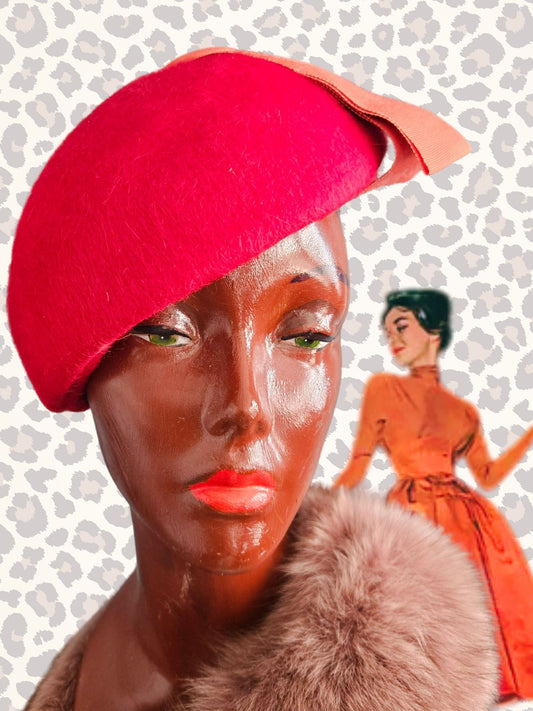 Vintage Red Structured Beret