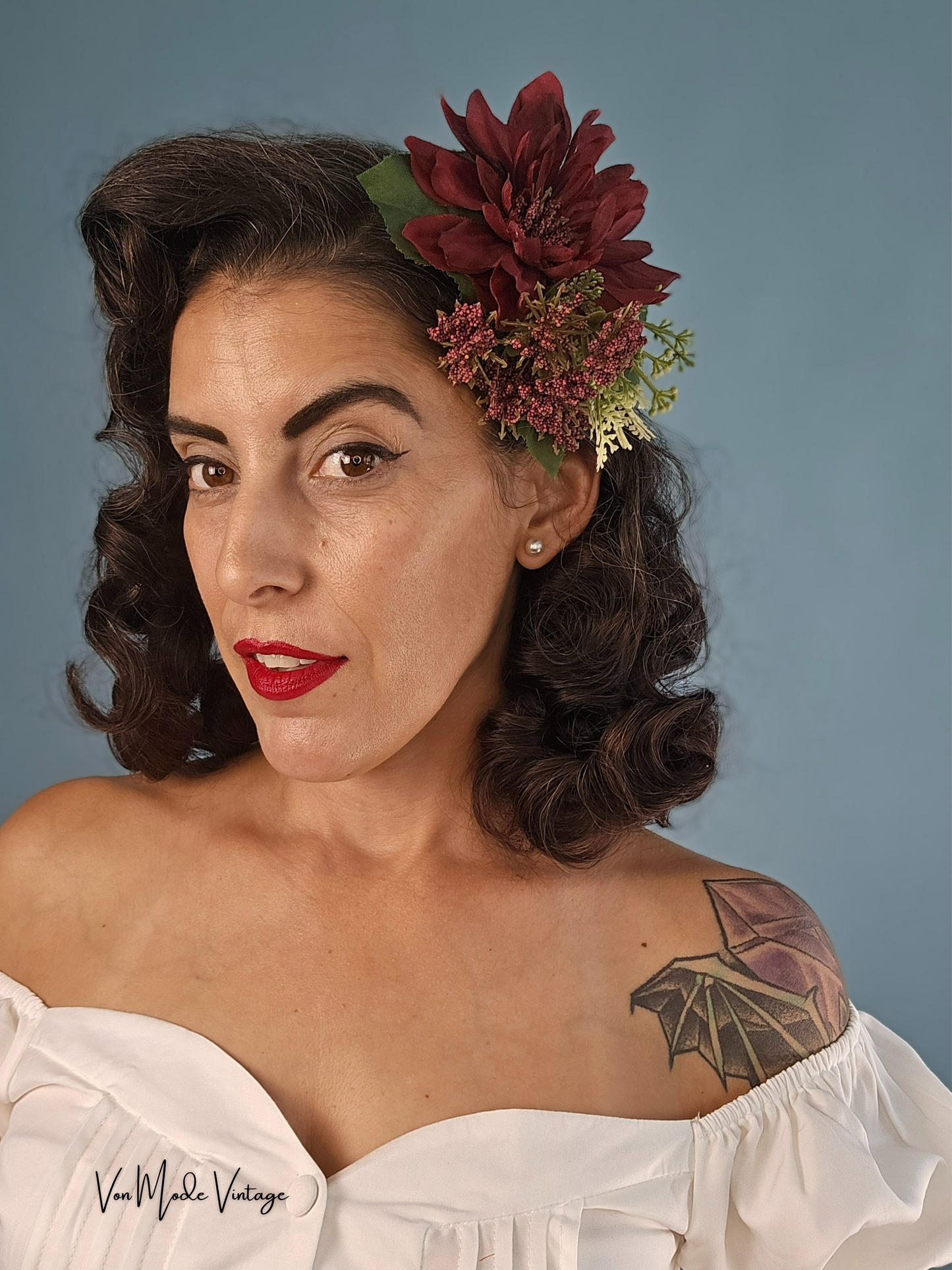 Burgundy Hair Flower - AA