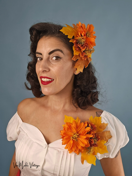 Orange Hair Flower Set (2) - BC
