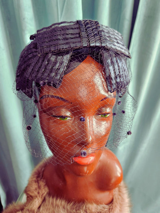 Vintage Navy Straw Crescent