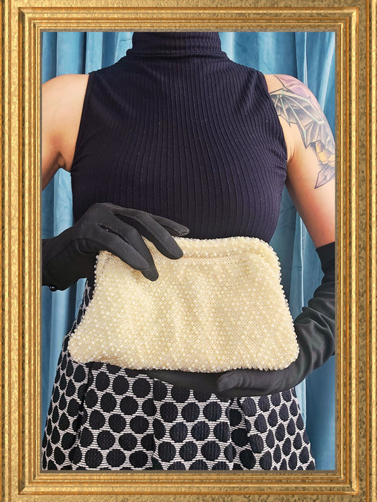 SOLD - Vintage Lumured Cordé Bead Clutch