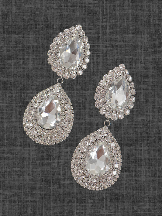 Large Teardrop Earrings -Silver