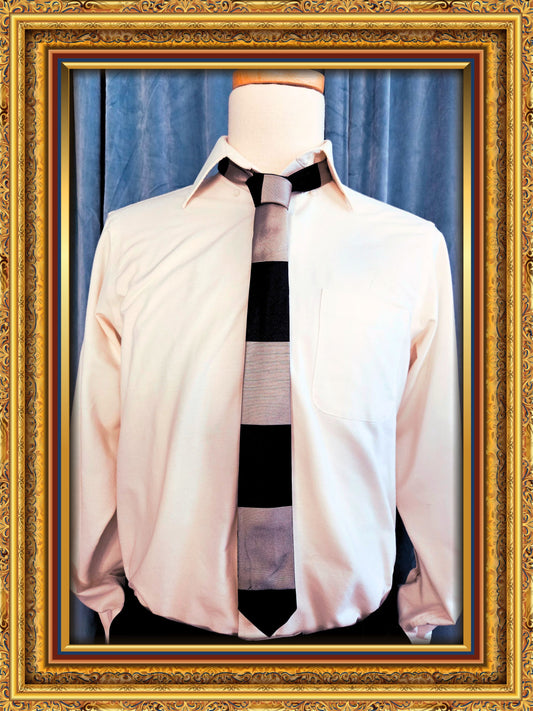 Style 3018 - Vintage Black & Silver Color Block Neck Tie