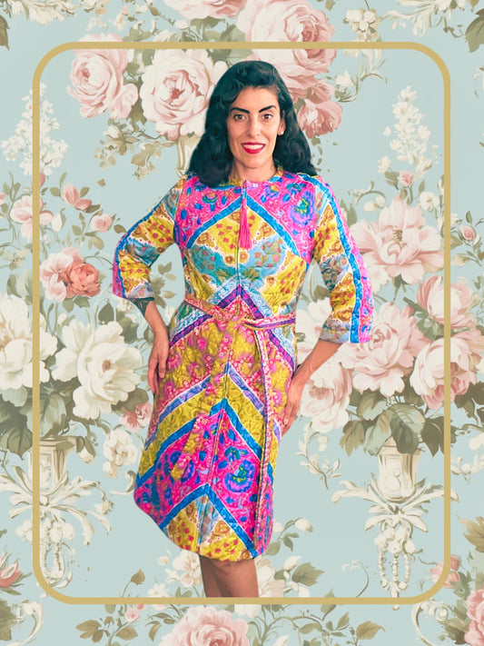 Vintage Quilted Lounge Coat
