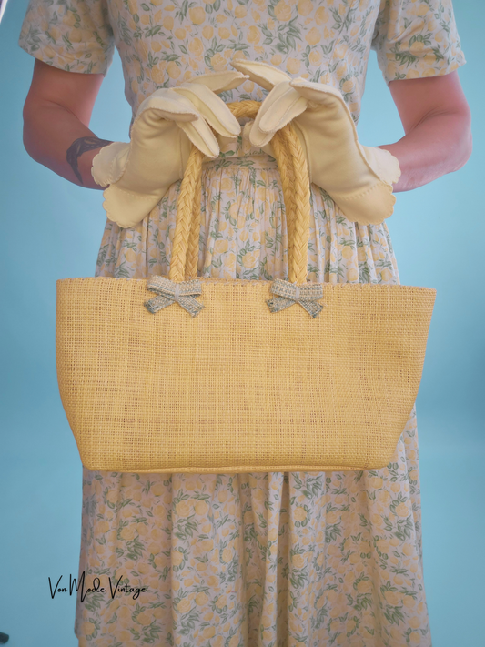 Retro Yellow Straw Handbag