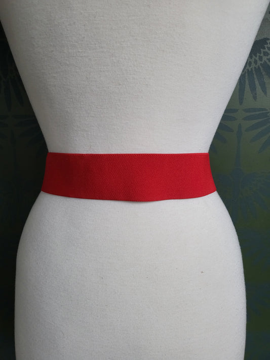 SOLD - Vintage Red Belt with Large Disc Buckle
