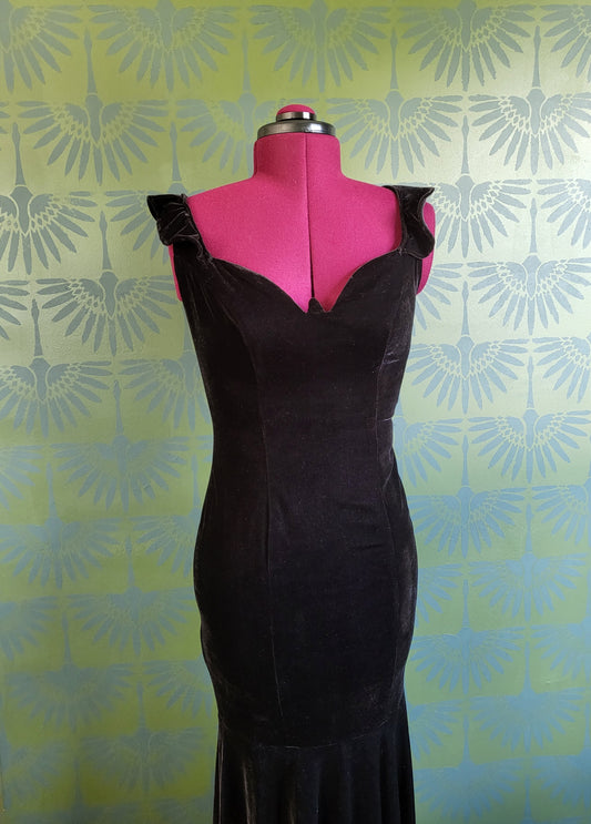 SOLD - Vintage Velvet Drop Waist Evening Gown