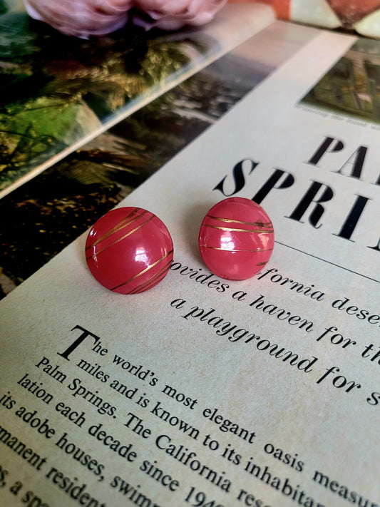SOLD - Vintage Salmon and Gold Studs (Pierced)