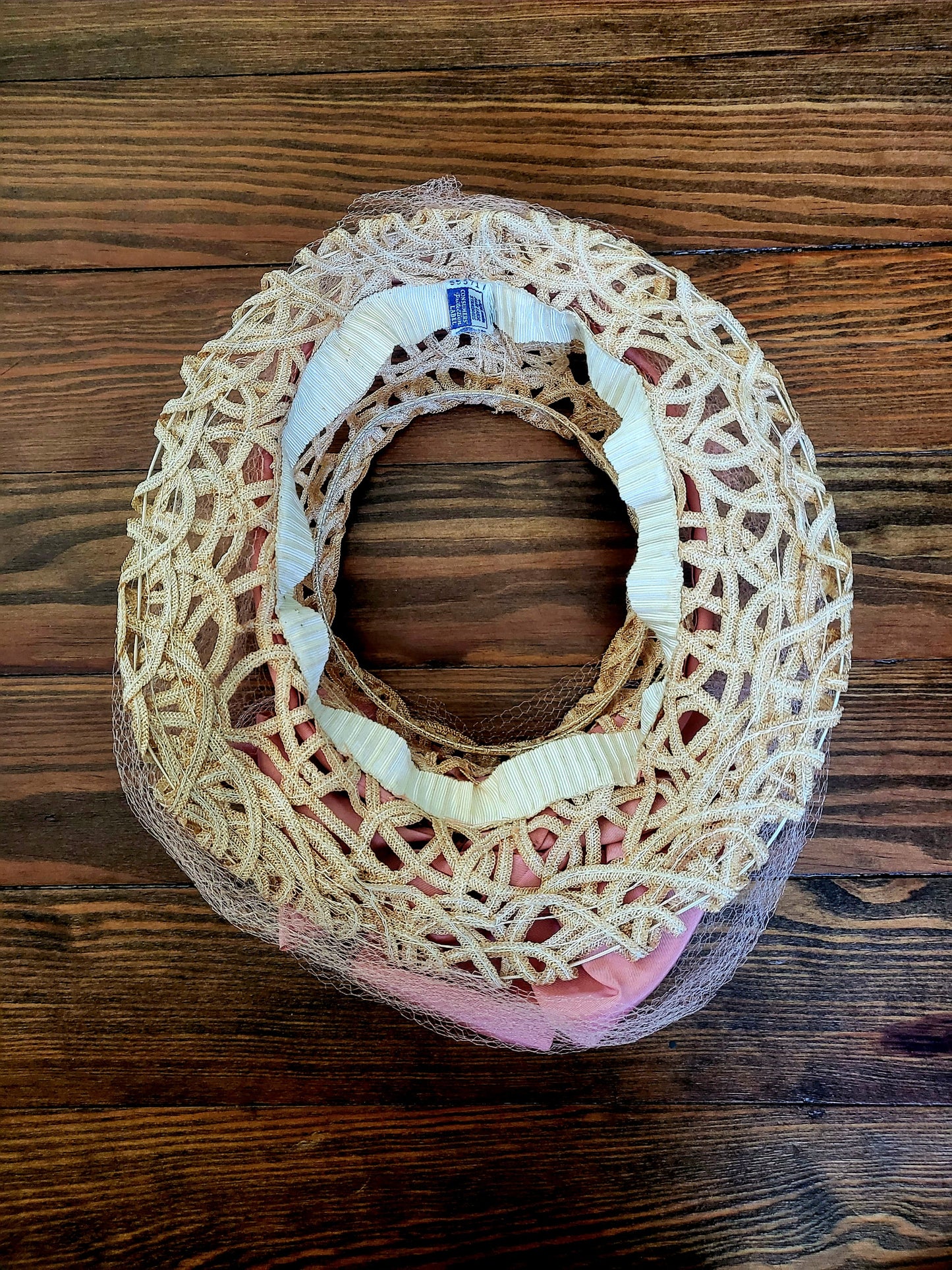 SOLD - Vintage 1950's Woven Ribbon Open Crown Topper