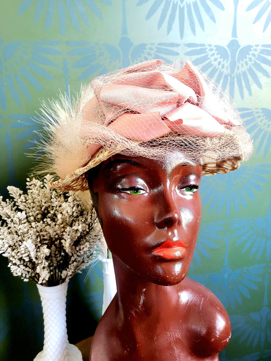 SOLD - Vintage 1950's Woven Ribbon Open Crown Topper
