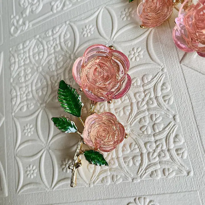 Pink Rose Brooch
