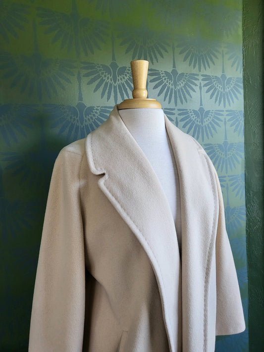 SOLD - Vintage 1950's Cashmere Ladies Box Coat - Beige