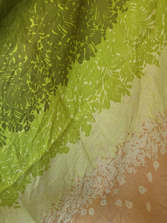 SOLD - Vintage Eastman MFG, Co.  Square Scarf-Green and Peach Floral