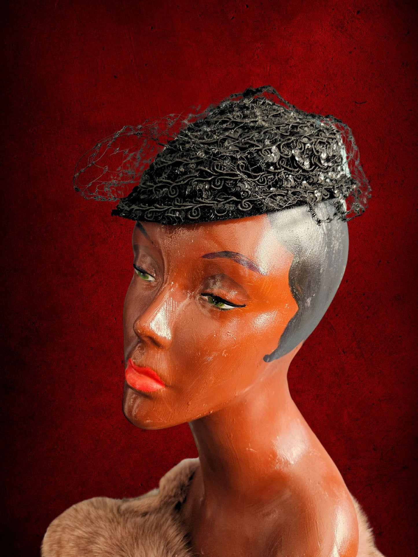 Vintage Black Sequenced Cap