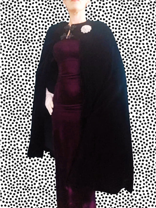 SOLD - Vintage 1960's Black Velvet Cape