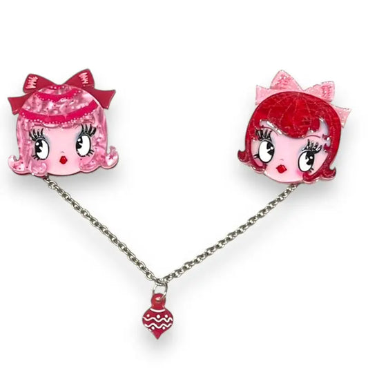 Dolly Sisters Double Brooch