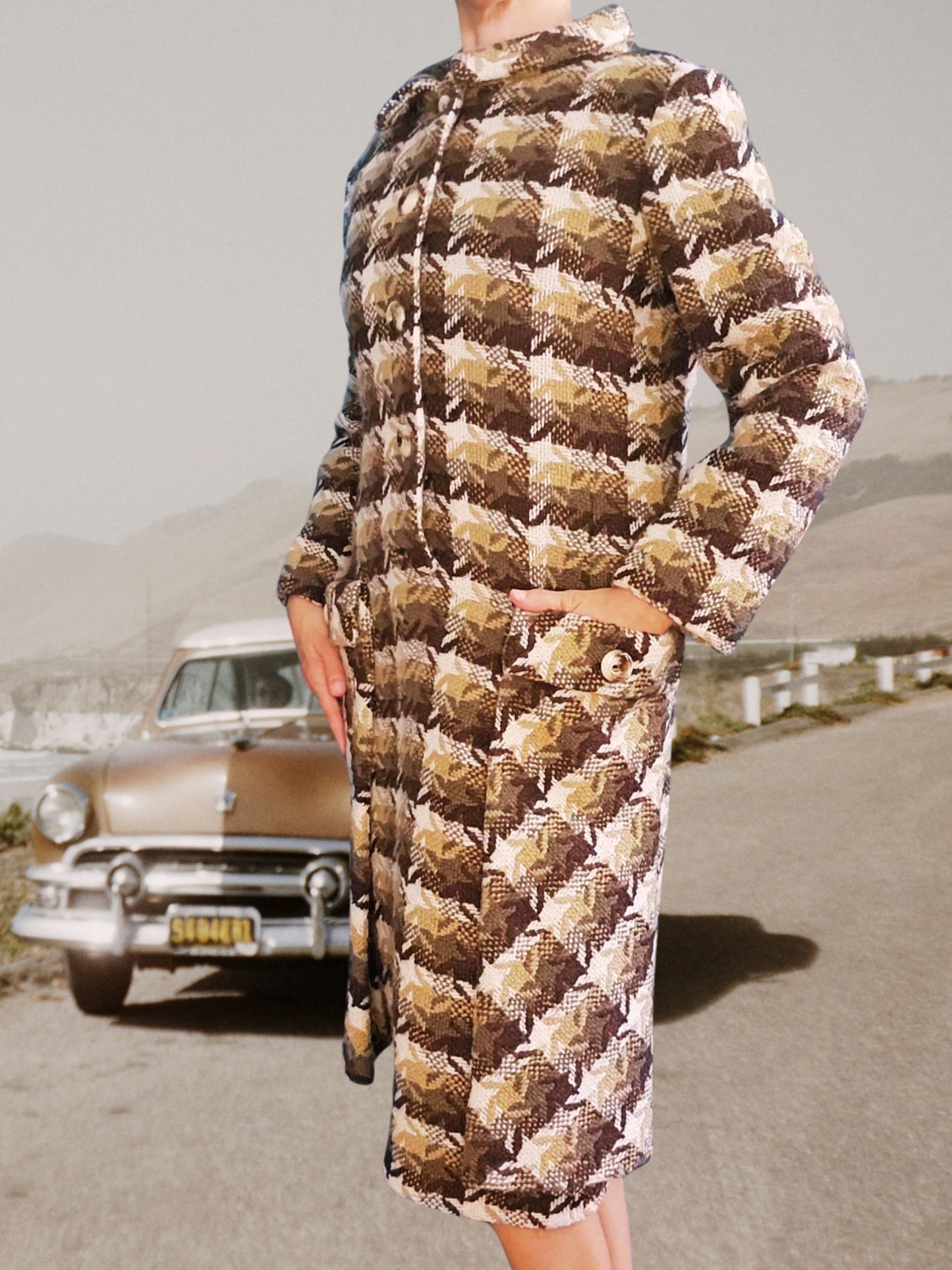 SOLD - Vintage 1950's-1960's "Neusteters" Wool Houndstooth Car Coat