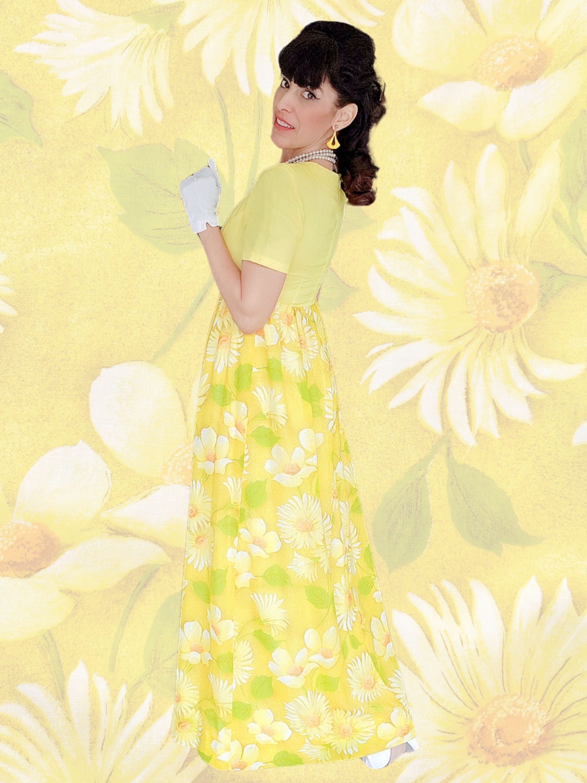 STYLE 1050 - Vintage 1960's-1970's Flower Power Maxi Dress Von Mode Vintage STYLE 1050 - Vintage 1960's-1970's Flower Power Maxi Dress Von Mode Vintage