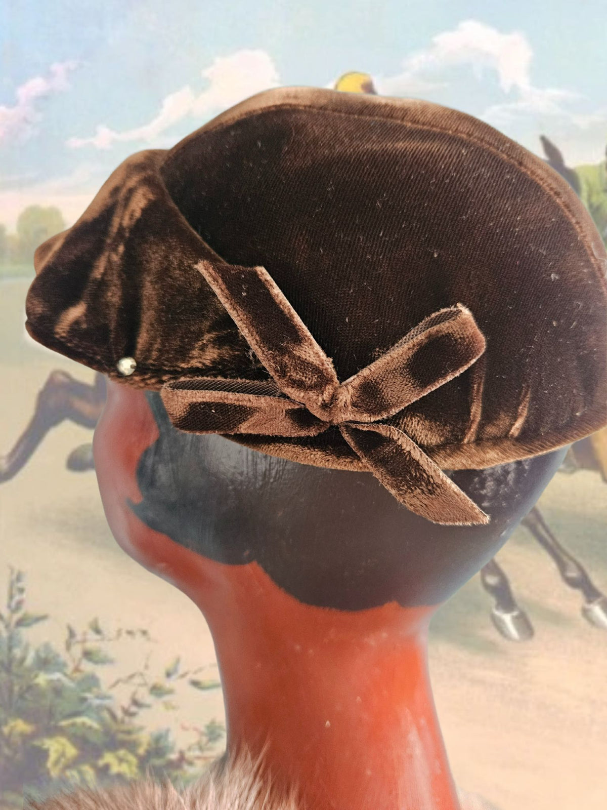 Velvette Riding Cap Vintage Brown Velvet Riding Cap – Von Mode Vintage